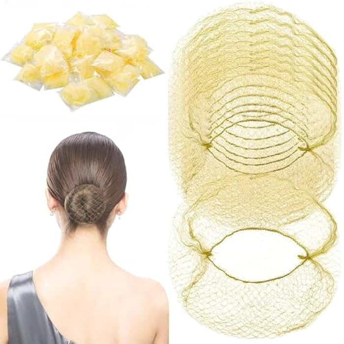 Difistik 30 Pcs Hair Nets, Hair Bun Nets Blonde, Invisible Hair Net with Elastic Edge Mesh, Hair Nets for Buns, Ballet Bun Net Holder for Women Girls Dance Catering Nurse Wig Fixing Hair - Image 1